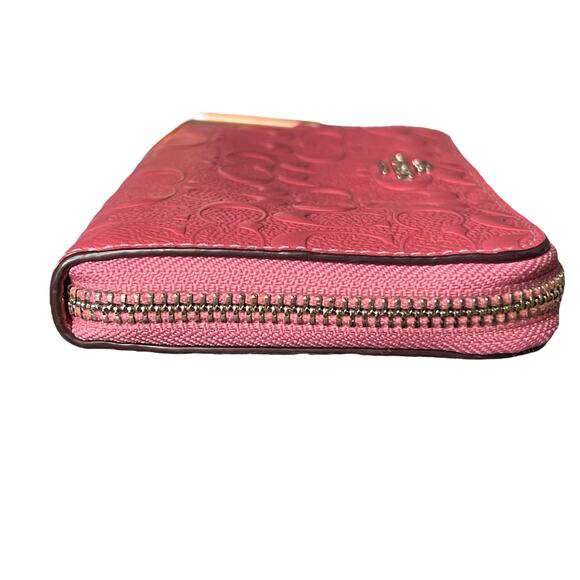 Coach Pink Accordion Zip Wallet In Signature Leather - Picture 5 of 12